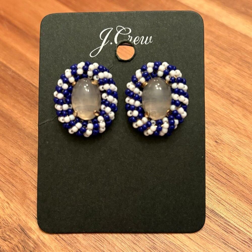 J.Crew | Seed-Bead Frame Stud Earrings | 1” Length